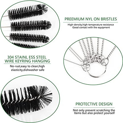 CiaraQ Bottle Cleaning Brushes, 9.8 Inch Nylon Tube Brush Set - color: Black, size: 9.8 Inch (10pcs)