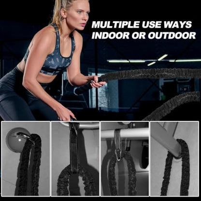 Battle Rope 1/1.26/1.5/2 Inch Diameter,Pink 30FT/40FT/50FT Exercise Workout Ropes for Home Gym Heavy Weighted Training Rope for Working Out - style: 2 inch 50ft