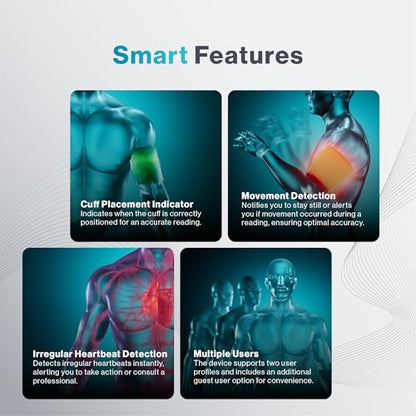 Pressure XS Pro Bluetooth Blood Pressure Monitor, Upper Arm BP Cuff 22–42 cm, Accurate Automatic Digital Systolic/Diastolic, Large Display, Mobile App Compatible for iOS & Android Devices