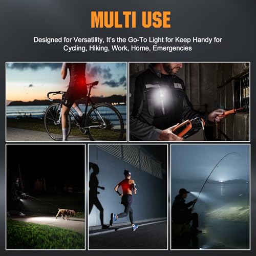 VTIGER C1 Rechargeable EDC Flashlight Clip-on Light, 1300 Lumens Powerful Portable Mini Swivel Clip Light,Multi-Mode,IPX6 Waterproof, Magnetic Small Pocket Lights for Cycling,Working,Emergency,Signal - color: OD Green