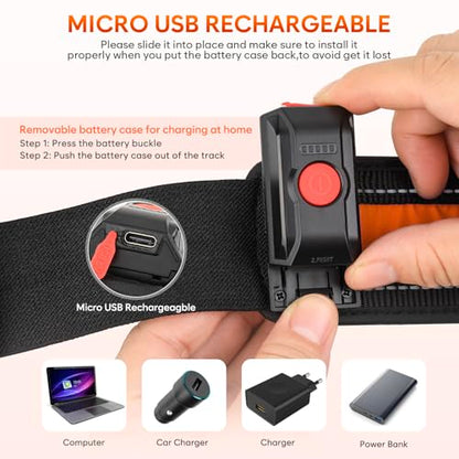 Illumifun LED Running Belt - USB Rechargeable Light Up Sash, High-Visibility Elastic Waistband Light for Running Cycling Hiking Camping Nighttime Activities - color: Orange