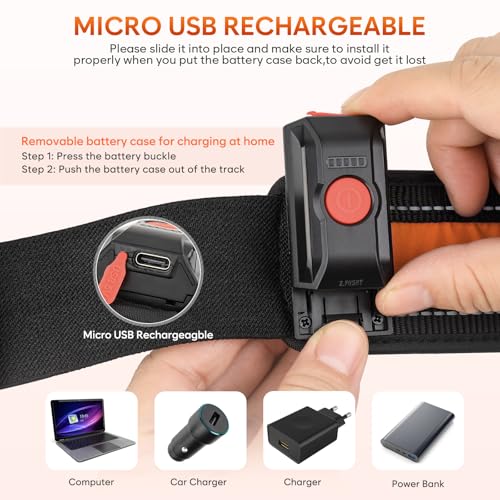 Illumifun LED Running Belt - USB Rechargeable Light Up Sash, High-Visibility Elastic Waistband Light for Running Cycling Hiking Camping Nighttime Activities - color: Orange