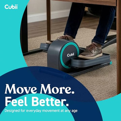 Cubii GO Under Desk Elliptical Bike, Portable Low Impact Leg Exerciser for Home and Office | Compact Exercise Machine with 10 Resistance Levels, LCD Display & App Tracking