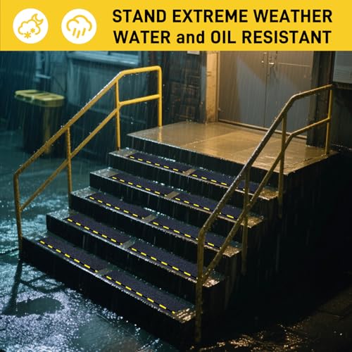 LifeGrip Reflective Anti Slip Stair Treads 8"x32" 10-Pack, Black/Yellow - color: Black/Yellow, size: 8" x 32"