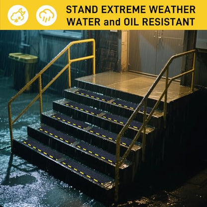 LifeGrip Reflective Anti Slip Stair Treads 8"x32" 10-Pack, Black/Yellow - color: Black/Yellow, size: 8" x 32"