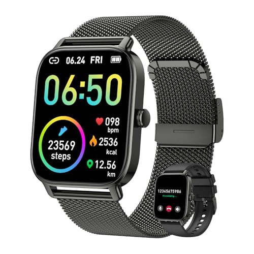 Smart Watch for Men Women Fitness: Running Make Answer Call Digital Mens Watches Waterproof Smartwatch for Android Phone iPhone Samsung Compatible Pedometer Step Tracker Sleep SpO2 Heart Rate Monitor