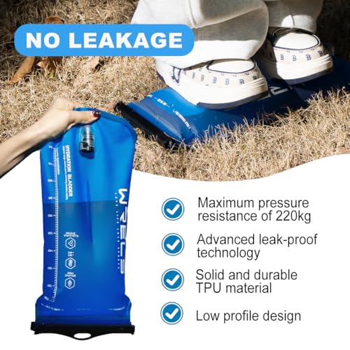 WRELS 1L/1.5L/2L/3L BPA Free Hydration Bladder,Leakproof TPU Water Bladder for Hiking Backpack,Large Opening Water Reservoir Hydration Pack for Running Cycling Camping - size: 3L
