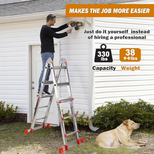 Soctone Ladder, A Frame Extension Ladder, 14 Ft Multi Position Ladder - size: 14 Ft