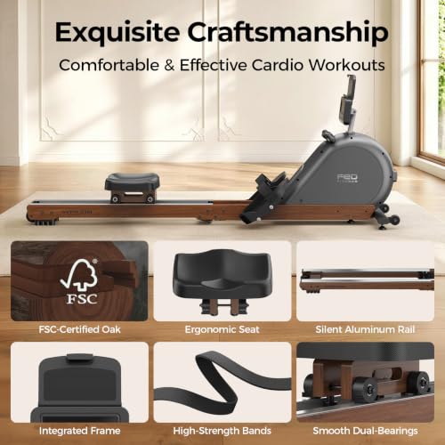 YOSUDA Wooden Rowing Machine for Home, Foldable Magnetic Rower