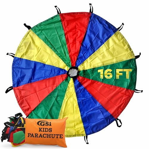 GSi Kids Rainbow Parachute 6 ft to 35 ft for School & Gym Class - size: 16 Feet