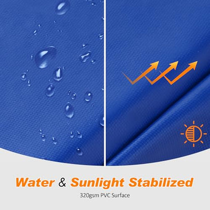Exacme Trampoline Pad Replacement 16 15 14 13 12 10 8 Foot, Waterproof Safety Spring Cover Round Frame Pad, No Hole for Pole - color: Blue, size: Fit 10FT Frame Only, style: With Opening Design