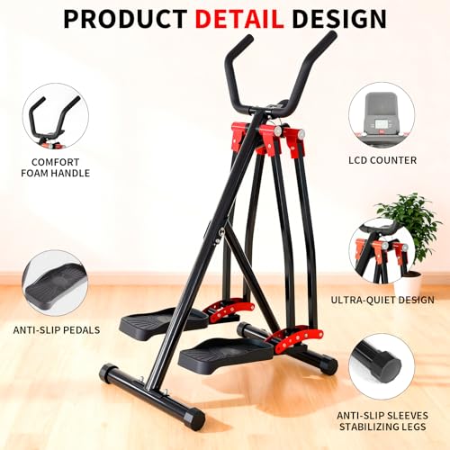 Air Walker Exercise Machine, HOWHAI Space Walker Elliptical Training for Home Gym, 30" inch Stride Low-Impact Compact Glider Steppers for Men and Women Full-Body Cardio & Leg Stretch