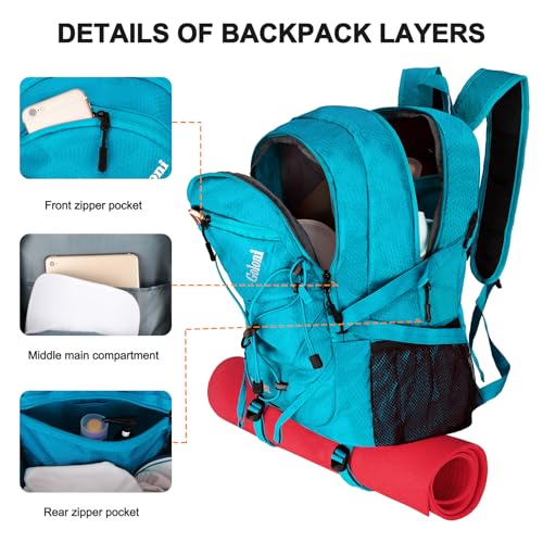 Goloni 45L Foldable Hiking Daypack, Lightweight Water‑Resistant Backpack - color: Blue