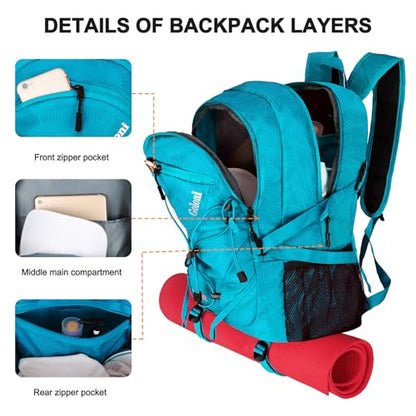 Goloni 45L Foldable Hiking Daypack, Lightweight Water‑Resistant Backpack - color: Blue