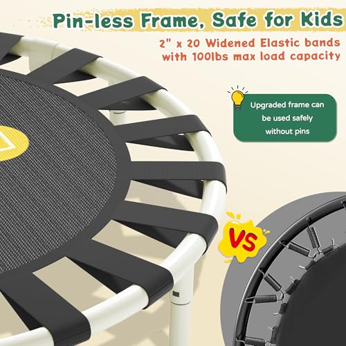 36-Inch Toddler Trampoline with Adjustable Bar, 3FT Foldable Mini Rebounder - color: Green