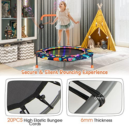 GYMAX Trampoline for Kids, 36” Toddler Mini Rebounder with Lights & Music, Removable Blue Tooth Speaker, Handle & Safety Pad, ASTM Approved Indoor Outdoor Small Kids Trampoline - style: Astral Sky
