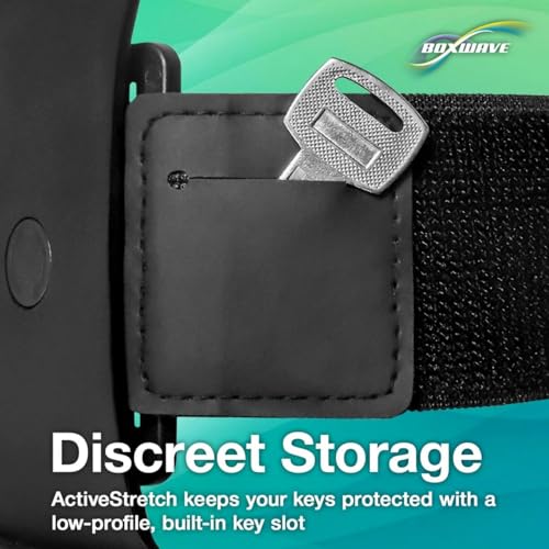 BoxWave Holster Compatible with Samsung Galaxy Z Flip 6 - ActiveStretch Sport Armband, Adjustable Armband for Workout and Running - Jet Black