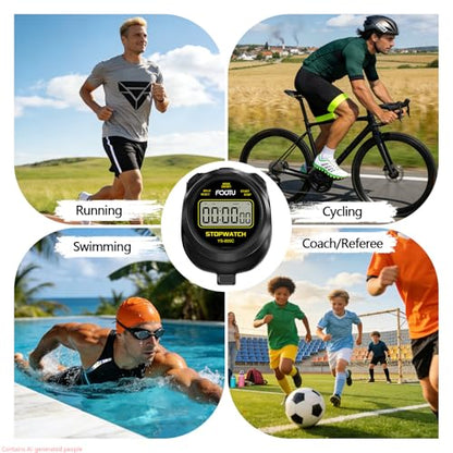 Simple Stopwatch Timer, Single Lap Stopwatch Countdown Timer, No Hourly Beep, On/Off, AAA Battery(Included), Large Display, Easy to Use, Ideal for Kids Coaches Black - color: Black