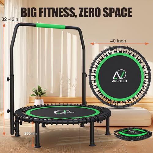 ANCHEER 40" Bungee Rebounder Trampoline with Adjustable Handle, 400LBS - color: Lime Green