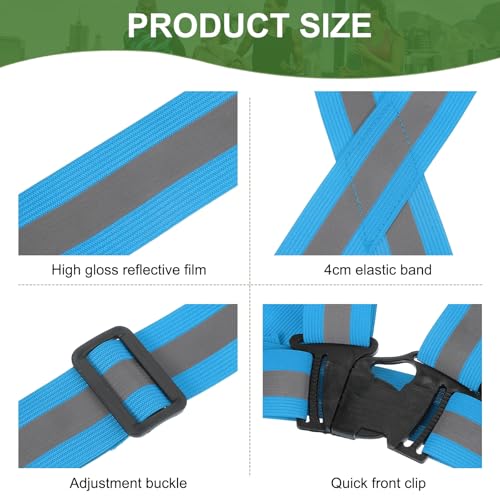 PATIKIL Reflective Safety Vest, Hi-Vis Safety Vests, Adjustable High Visibility Reflective Strips for Outdoor Jogging - color: Sky Blue