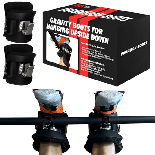 Gravity Boots with Safety Lock, Inversion Boots for Gravity Fitness Training (Pair), for Overhang on the Back and ABS Training, Comfortable 3cm Foam Padding
