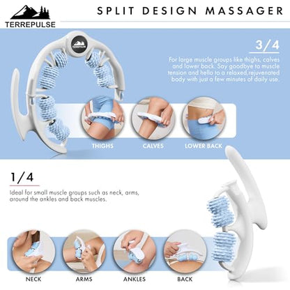 Anti Cellulite Roller & Lymphatic Drainage Massager | Deep Tissue Fascia Blaster & Muscle Roller | Tool for Sore Arms, Legs, Shoulders, Stomach & Buttocks (Blue) - color: Blue