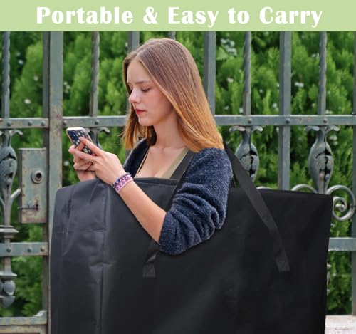 Folding Table Storage Bag, 25" D X 25" W X4.5 H Waterproof Heavy Duty Carrying Bag for 4ft Folding Tables, Picnic/Camp Tables Cover with Durable Zipper & Shoulder Strap, Black - size: 4FT Folding Table Bag