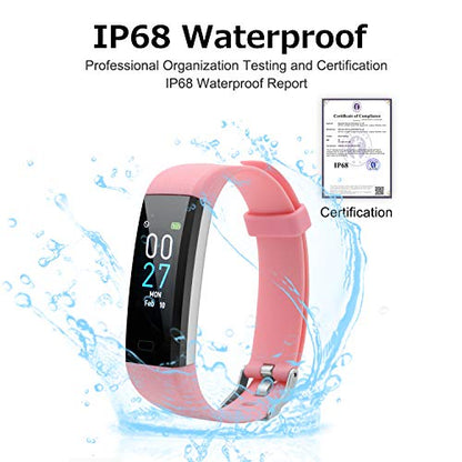 Fitness Tracker with Heart Rate Activity Tracker Sleep Monitor, Smart Watch Health Tracker IP68 Pedometer Step Counter for Man Women(Pink)