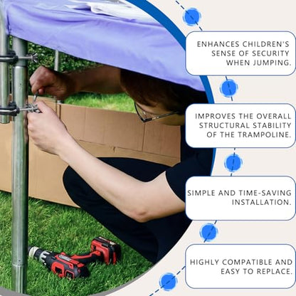 Frienda 12-Pack Trampoline Enclosure Pole Connector U-Shaped Clamp Bracket