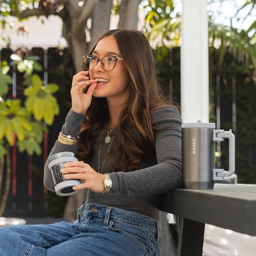 23oz Insulated Tumbler with Foldable Handle & 10oz Snack/Pill Box Container - color: Metal Gray