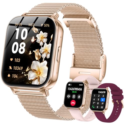 Smart Watches for Women,1000mAh Battery, Compatible with Android & iPhone, 1.83" HD Smartwatches with Calls/Messages Alerts, 110+ Sports Modes Fitness Watch, IP68 Waterproof(Rose Gold) - color: Rose Gold