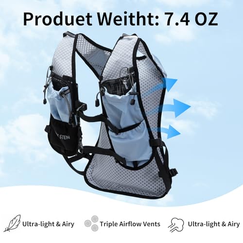 Lightweight Hydration Backpack, 1.5L Water Bag Running Vest - color: Grey