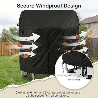 55" Trampoline Cover, Round Waterproof Outdoor Trampoline Cover for Kids, Windproof Weather Protection, Anti-Pooling, UV Resistant 420D Oxford