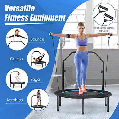 Goplus 40” Folding Fitness Trampoline w/ 2 Resistance Bands - color: Blue