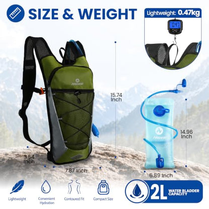 Nepest Hydration Backpack with 2L Water Bladder Water Back Pack - color: Green