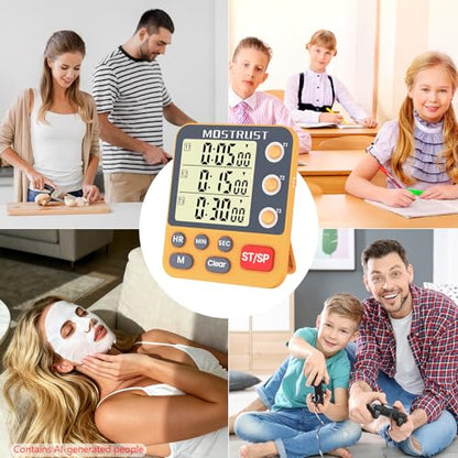 Digital Dual Kitchen Timer, Multiple Channels Countdown Timer - color: Orange