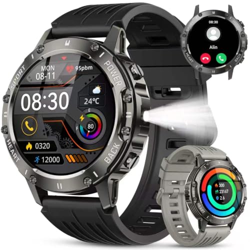 Smart Watch for Men Fitness Tracker: Waterproof Make Answer Call Running Digital Mens Watches Military Smartwatch Android Phone iPhone Samsung Compatible SpO2 Sleep Heart Rate Monitor Step Pedometer