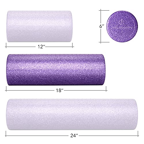 Philosophy Gym 18" High-Density Foam Roller for Exercise, Massage, Muscle Recovery - Round, Purple - color: Purple, size: 18 Inch