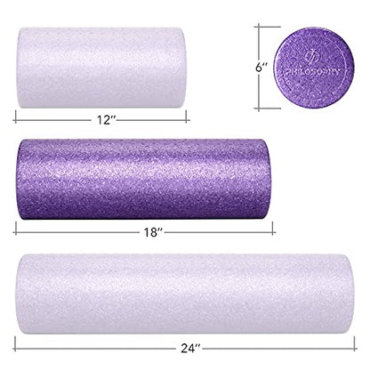 Philosophy Gym 18" High-Density Foam Roller for Exercise, Massage, Muscle Recovery - Round, Purple - color: Purple, size: 18 Inch
