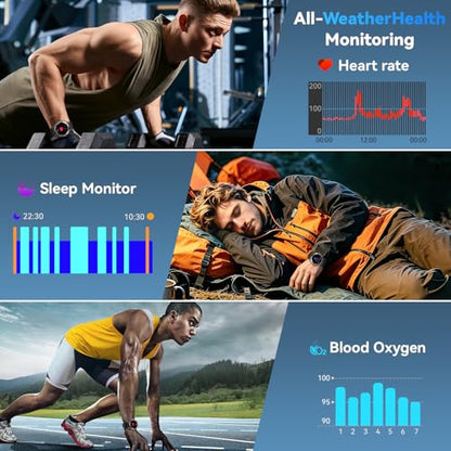 Smart Watch for Men Fitness Tracker: Waterproof Make Answer Call Running Digital Mens Watches Military Smartwatch Android Phone iPhone Samsung Compatible SpO2 Sleep Heart Rate Monitor Step Pedometer