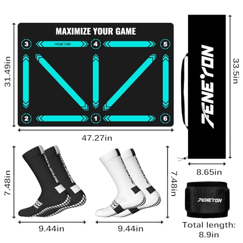 Soccer Training Mat, Soccer Training Equipment, Soccer Gifts for Boys 8-12 - color: Black-Green, size: 47*31 IN