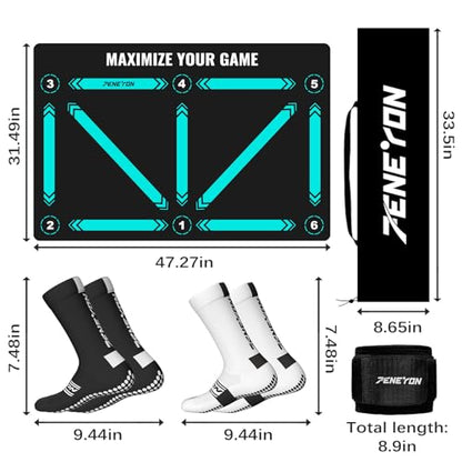 Soccer Training Mat, Soccer Training Equipment, Soccer Gifts for Boys 8-12 - color: Black-Green, size: 47*31 IN