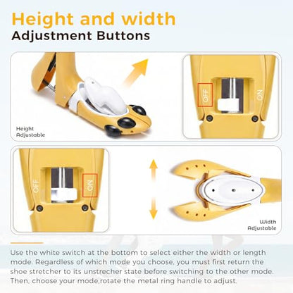 Shoe Stretcher Boot Stretcher Men Women, 2Pcs Adjustable for Wide Feet - color: Yellow, size: S (Men 4.5-7.5,Women 6-9)