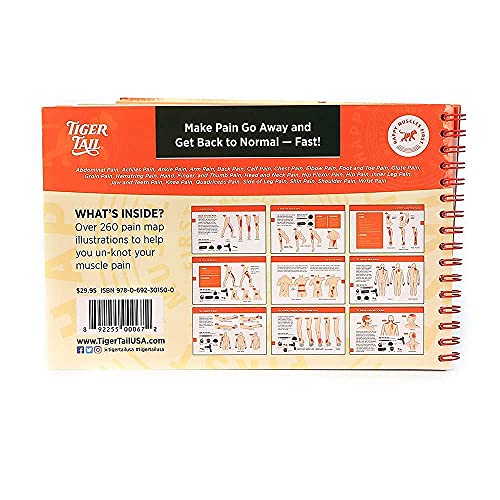 Tiger Tail Bundle: 18in Portable Massage Stick Portable Roller + Happy Muscles Book