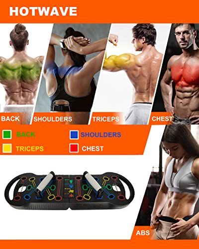 HOTWAVE Push Up Board, Portable PushUp Board, Foldable 20 in 1 Push Up Bar - color: Black