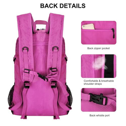 Goloni 45L Foldable Hiking Daypack, Lightweight Water‑Resistant Backpack - color: Rose