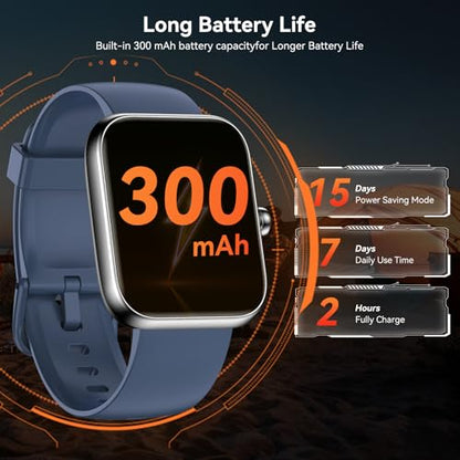 Smart Watch for Men with Alexa, 1.83" Full Touch Screen Fitness Watch with Heart Rate Sleep Tracking, 130+ Sport Modes, IP68 Waterproof, Bluetooth Call Activity Tracker Compatible with Android & iOS - color: Blue