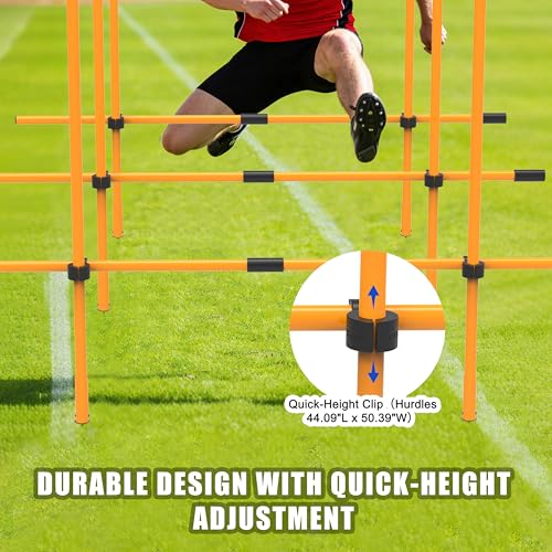 Hikeen Upgraded Agility Poles, 6 Pack 6ft Soccer Training Poles, Adjustable Detachable Speed and Agility Training Equipment for Football, Practice Accessories for Adults Youth