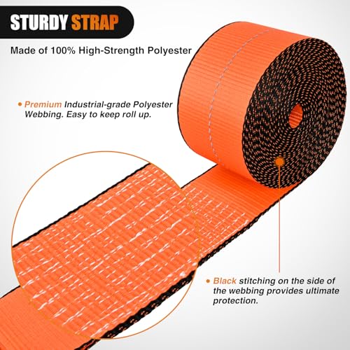 Nilight Truck Straps 4" x 30' Heavy Duty Tie Down with Flat Hooks - color: 4in x 30ft Truck Straps 4PCS Orange