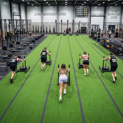 Yescom Sports Sled Strips Turf Gym Flooring for Weight Sled Push Pull - size: 0.4"H-3'x65'x4Pcs(800Sq.Ft)